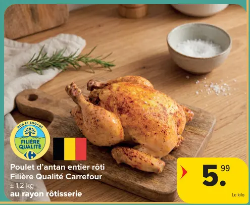 Offre: Poulet d'antan entier rôti