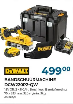 Aanbieding: BANDSCHUURMACHINE DCW220P2-QW