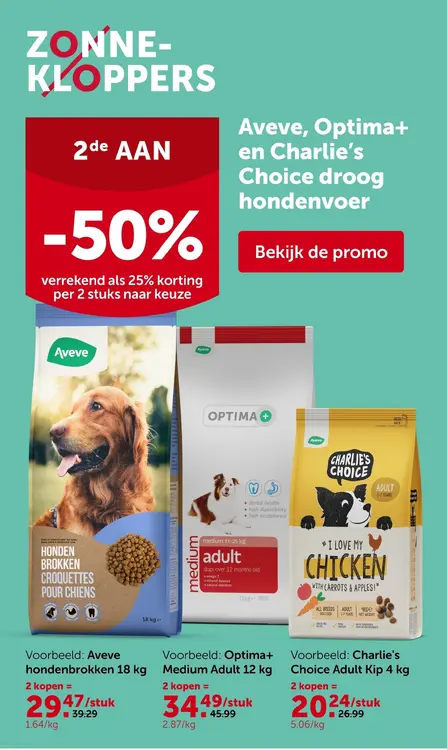 Promotie: Aveve, Optima+ en Charlie's Choice droog hondenvoer