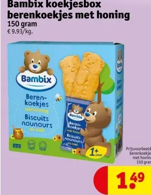 Aanbieding: Bambix koekjesbox berenkoekjes met honing