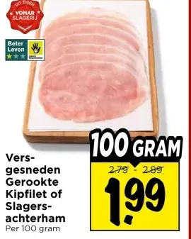 Versgesneden Gerookte Kipfilet of Slagersachterham