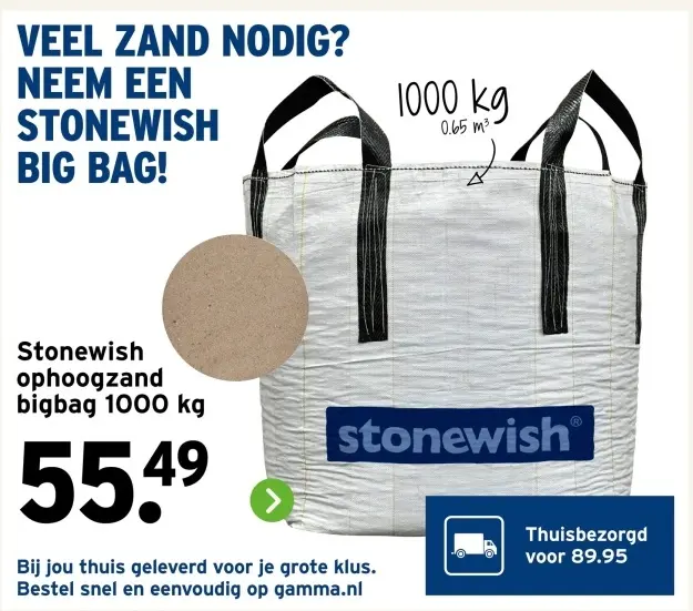 Aanbieding: Stonewish ophogzand bigbag