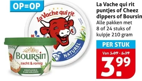 Aanbieding: La Vache qui rit puntjes of Cheez dippers of Boursin