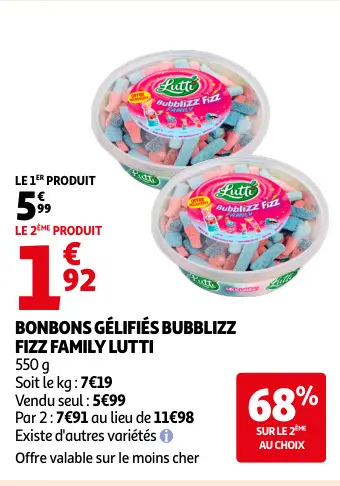 Offre: Bonbons gélifiés bubblizz fizz family