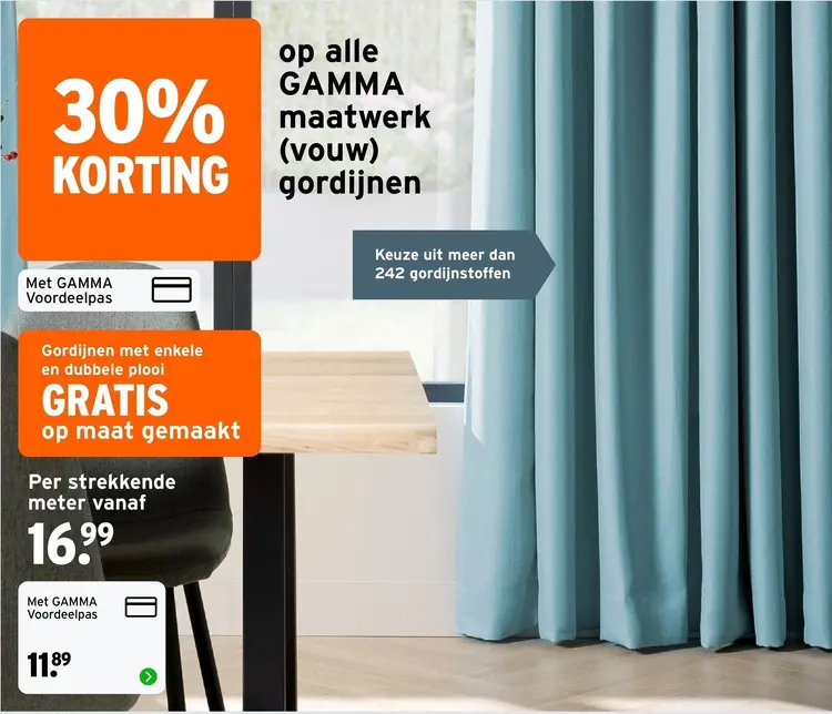 Aanbieding: Maatwerk (vouw) gordijnen