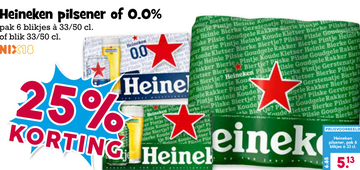 Aanbieding: Heineken pilsener of 0.0%