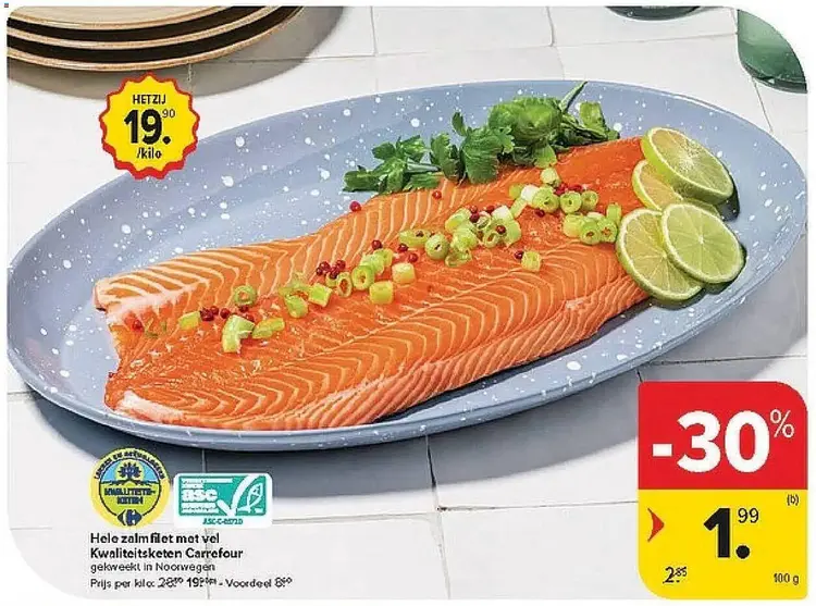 Promotie: Hele zalmfilet met vel