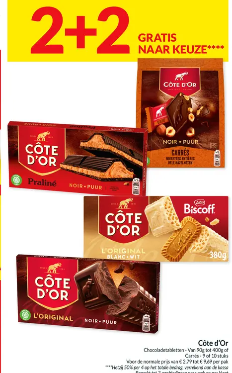 Promotie: Côte d'Or Chocoladetabletten of Carrés