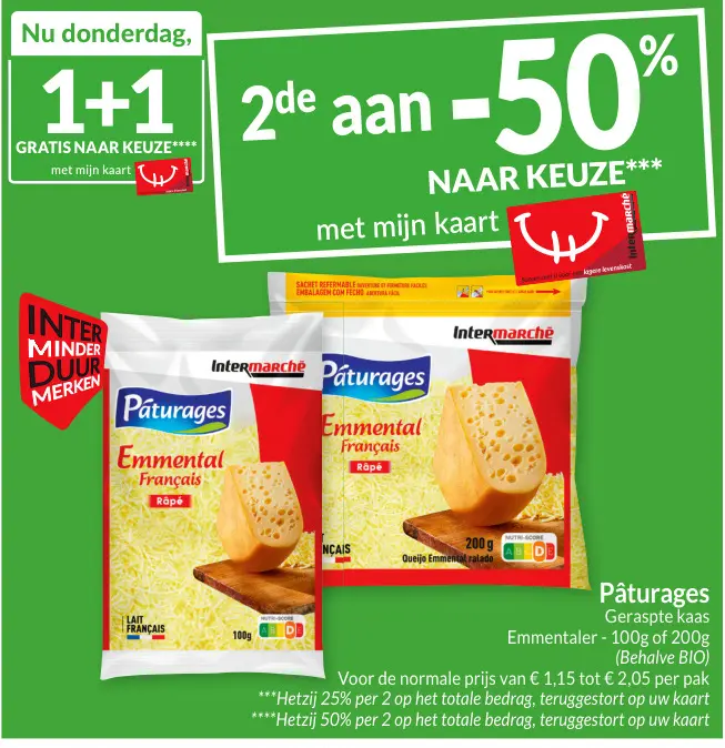Promotie: Pâturages Geraspte kaas Emmentaler
