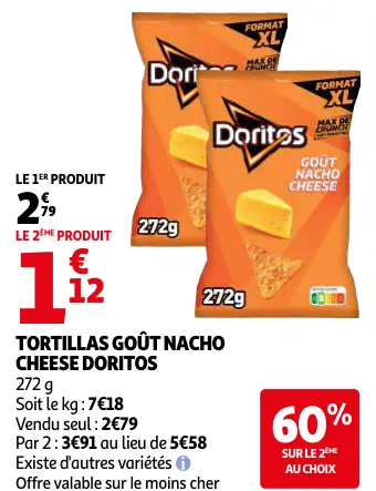 Offre: Tortillas goût nacho cheese