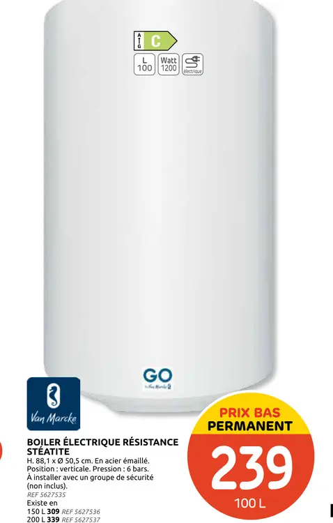 Promotie: Boiler électrique résistance stéatite 100 l
