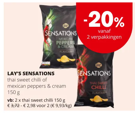 Promotie: SENSATIONS thai sweet chilli of mexican peppers & cream