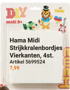 Aanbieding: Midi Strijkkralenbordjes Vierkanten, 4st.