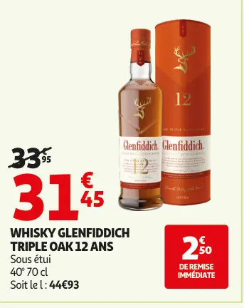 Promotie: Whisky Glenfiddich triple oak 12 ans