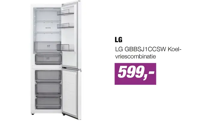 Aanbieding: LG GBBSJ1CCSW Koel-vriescombinatie