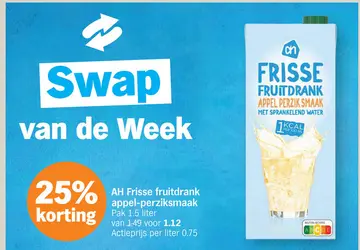 Aanbieding: AH Frisse fruitdrank appel-perziksmaak