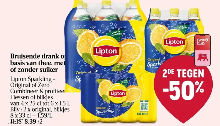 Promotie: Bruisende drank op basis van thee, met of zonder suiker