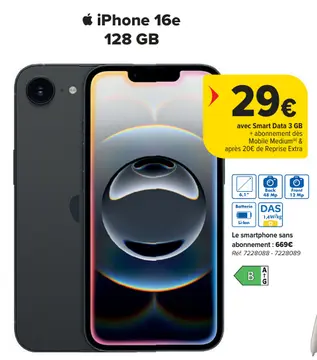 Offre: iPhone 16e 128 GB