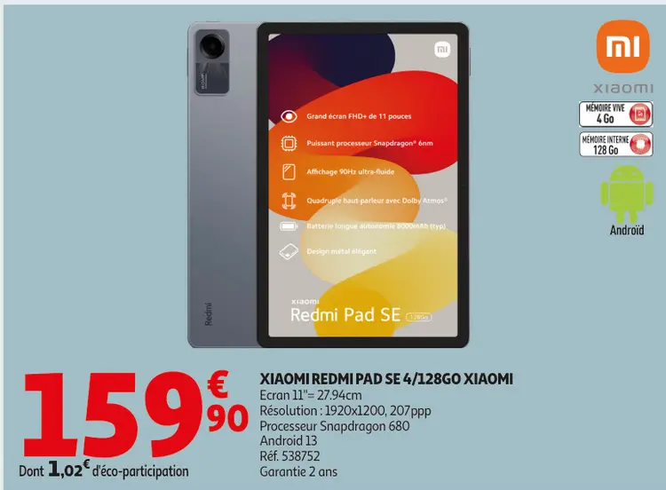 Aanbieding: Redmi pad se 4/128go