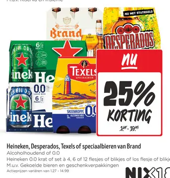 Aanbieding: Heineken, Desperados, Texels of speciaalbieren van Brand