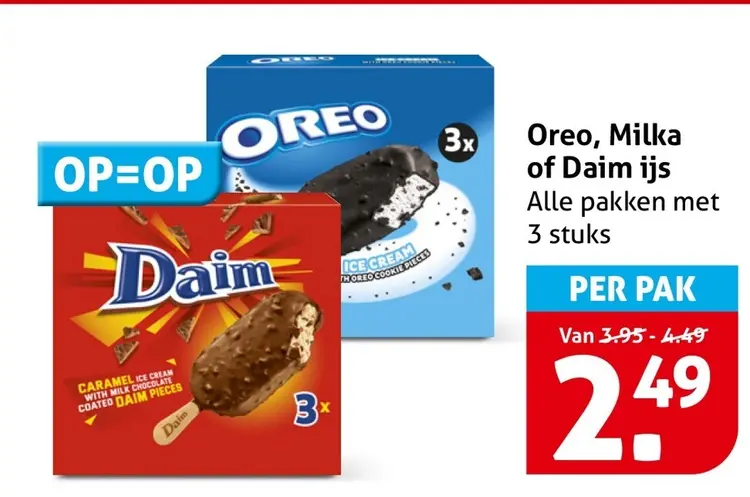 Aanbieding: Oreo, Milka of Daim ijs