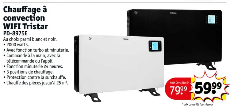 Offre: Chauffage à convection WIFI Tristar PD-8975E