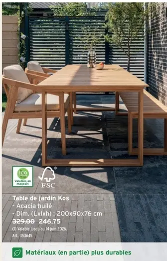 Offre: Table de jardin Kos