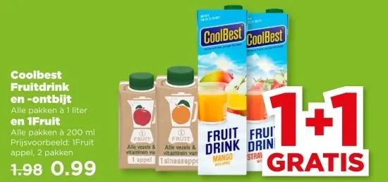 Fruitdrink en -ontbijt en 1Fruit