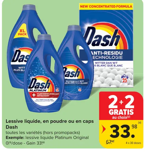 Offre: Lessive liquide, en poudre ou en caps