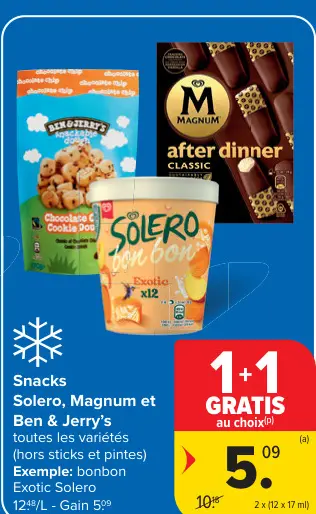 Offre: Snacks Solero, Magnum et Ben & Jerry's