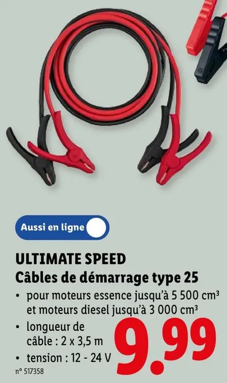 Offre: ULTIMATE SPEED Câbles de démarrage type 25