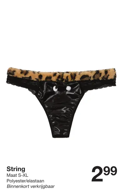 Aanbieding: Leopard print thong with googly eyes