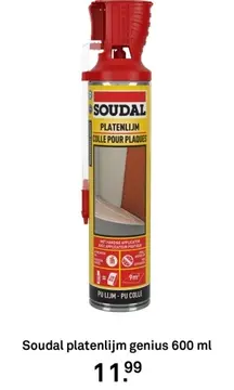 Aanbieding: Soudal platenlijm genius