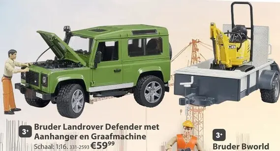 Aanbieding: Landrover Defender met Aanhanger en Graafmachine