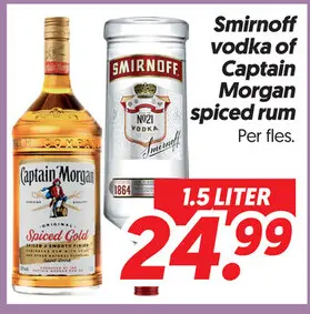 Aanbieding: Vodka of Captain Morgan spiced rum