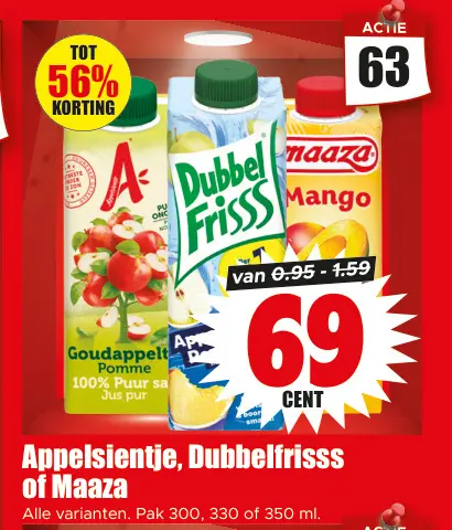 Aanbieding: Appelsientje, Dubbelfrisss of Maaza