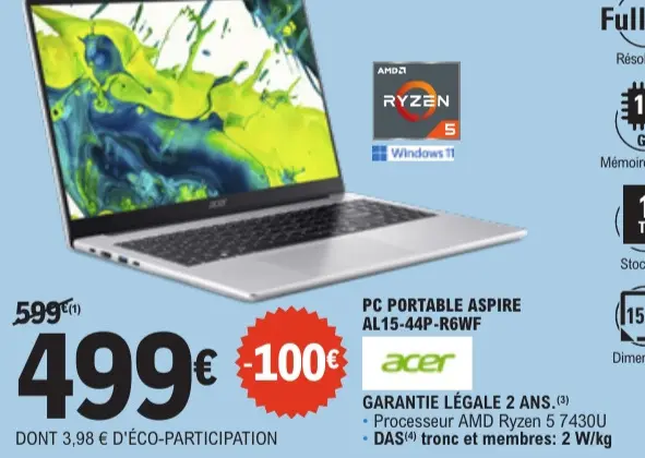 Promotie: Pc portable aspire al15-44p-r6wf