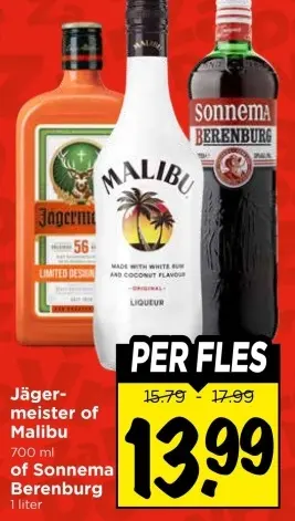 Aanbieding: Jägermeister of Malibu of Sonnema Berenburg