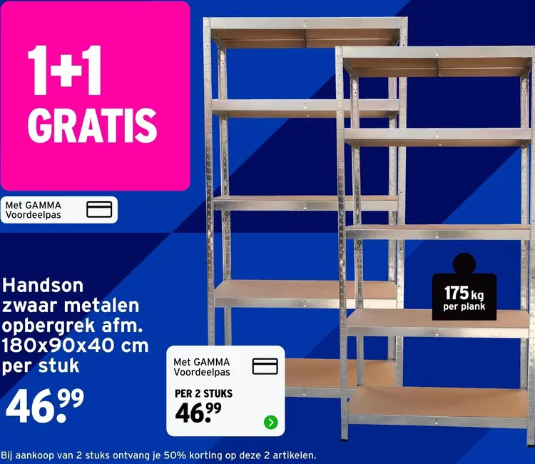 Aanbieding: Zwaar metalen opbergrek afm. 180x90x40 cm