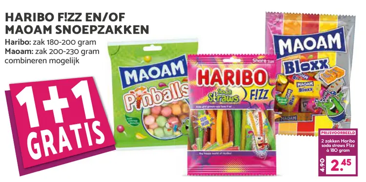 Aanbieding: Haribo f!zz en/of MAOAM snoepzakken