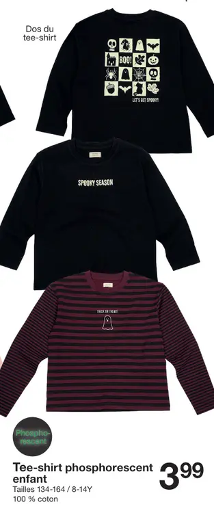 Offre: Tee-shirt phosphorescent enfant