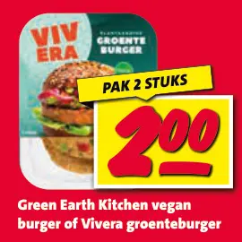 Aanbieding: Green Earth Kitchen vegan burger of groenteburger