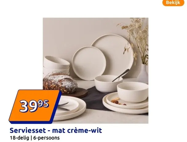 Promotie: Serviesset - mat crème-wit