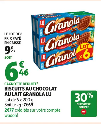 Aanbieding: Biscuits au chocolat au lait Granola