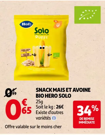 Offre: Snack mais et avoine