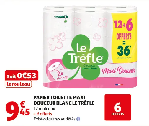 Promotie: Papier toilette maxi douceur blanc