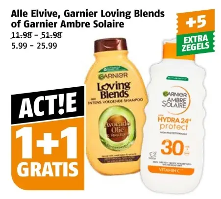 Aanbieding: Alle Elvive, Garnier Loving Blends of Garnier Ambre Solaire