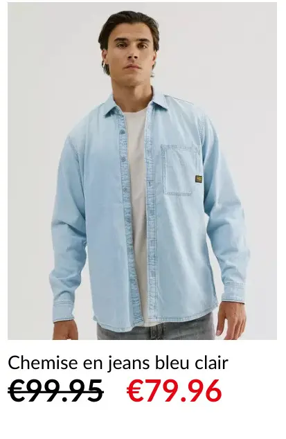 Offre: Chemise en jeans bleu clair