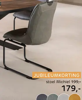 Aanbieding: Michiel, Eetkamerstoel - Swing Vierkant + Greep - Stof Pala - Antraciet
