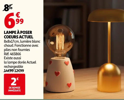 Promotie: Lampe à poser coeurs Actuel